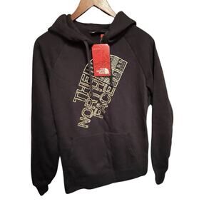 Woman’s Black 2017 North Face Large W Foil Jumbo Logo Hoodie W Pocket NWT READ